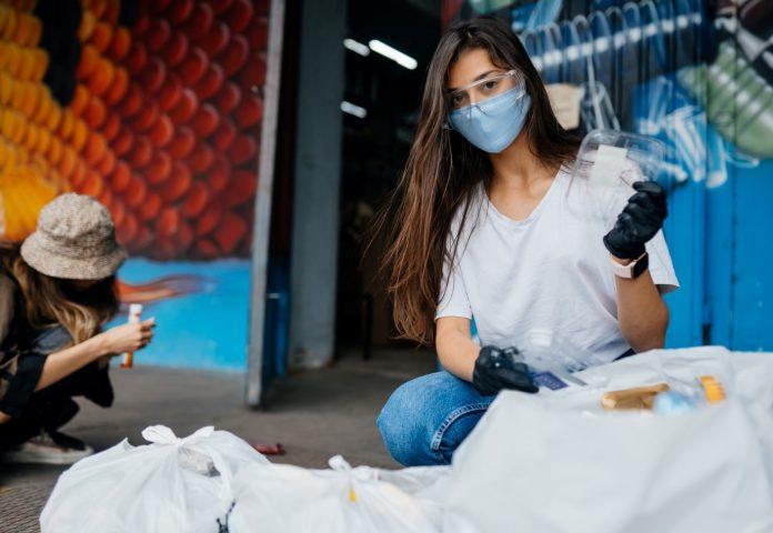 young woman controlling waste