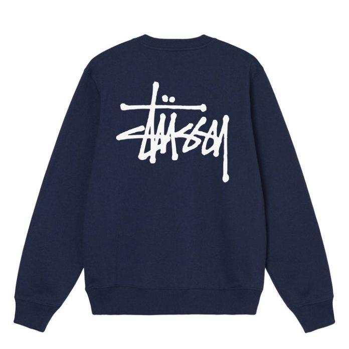 Basic-Stussy-Crew-Sweatshirt-Navy-Blue